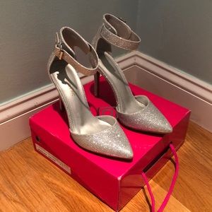 silver prom heels